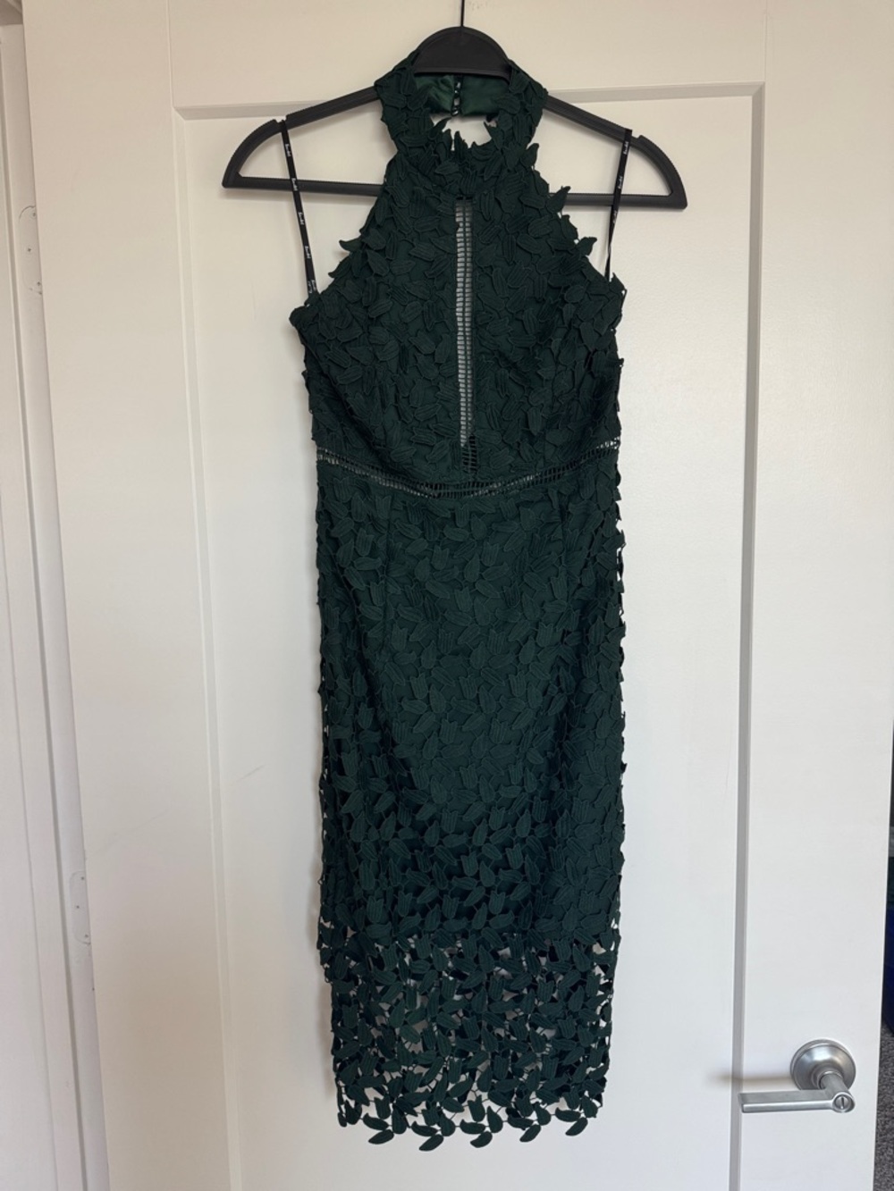 Bardot Forest Green Lace Halter Midi Gemma Dress - 6 - NWT